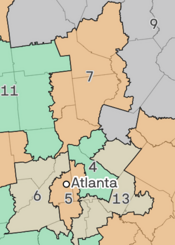 Map of North Georgia voting districts 