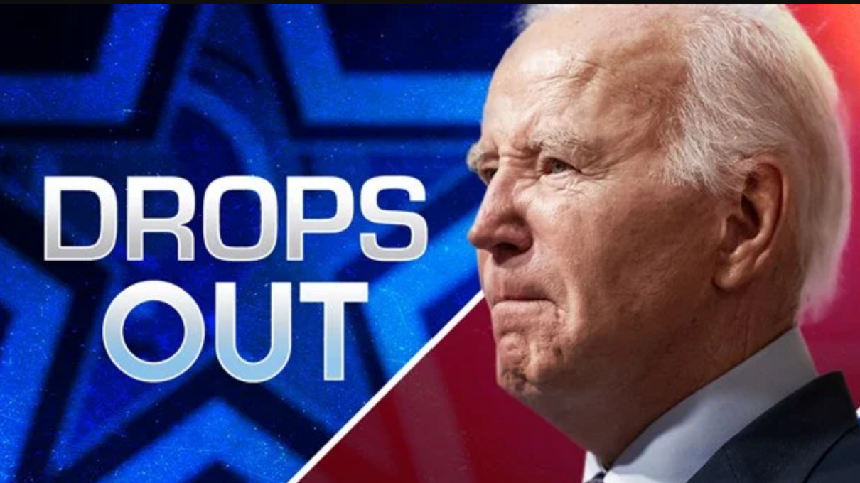 Image of Joe Biden with words Drops Out